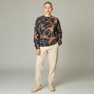 Champion Black & Orange Bleach Tie Dye Long Sleeve Crew Neck Sweatshirt size M